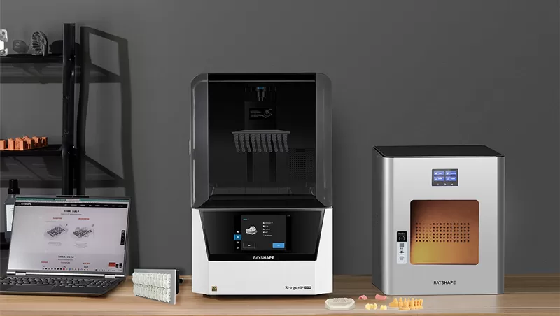 Photo of the Shape 1+ Dental 3d printer and ShapeCure post-processing machine Photo of the Shape 1+ Dental 3d printer and ShapeCure post-processing machine